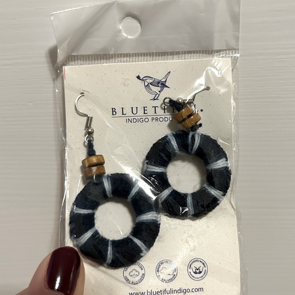 Indigo Blue Hoop Earrings - Picture 1 of 1